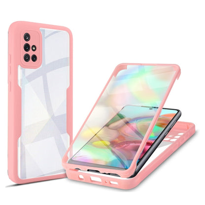 Shockproof full-coverage phone case with pink frame and clear screen cover