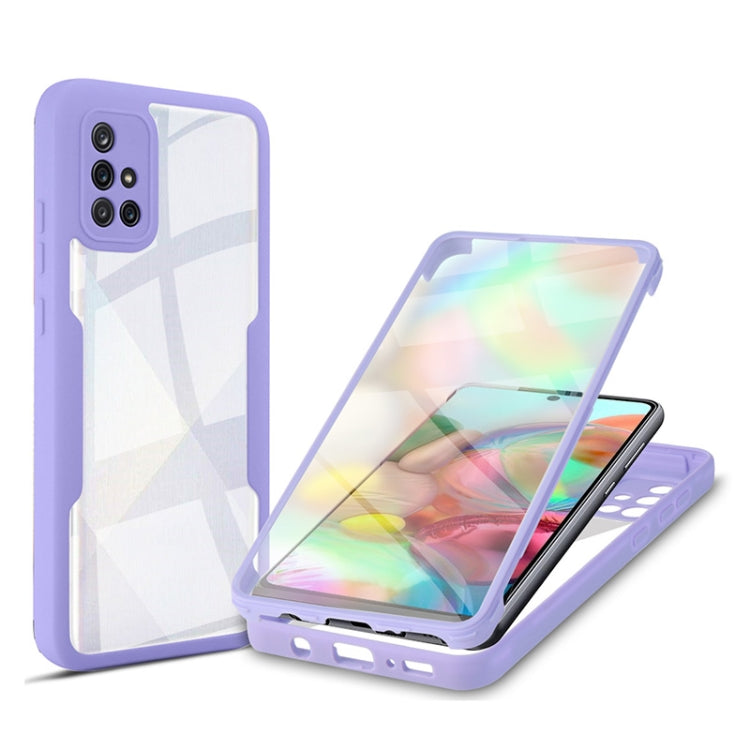 Lilac acrylic + TPU 360° shockproof phone case with clear front screen cover and corner bumpers