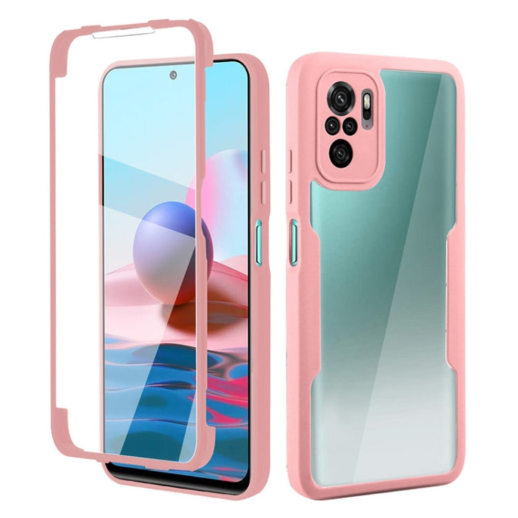 Pink shockproof phone case with clear front cover and camera cutout, full-body protection