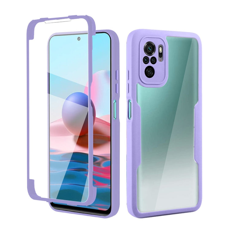 Purple shockproof phone case with clear front cover and camera cutout, full-body protection