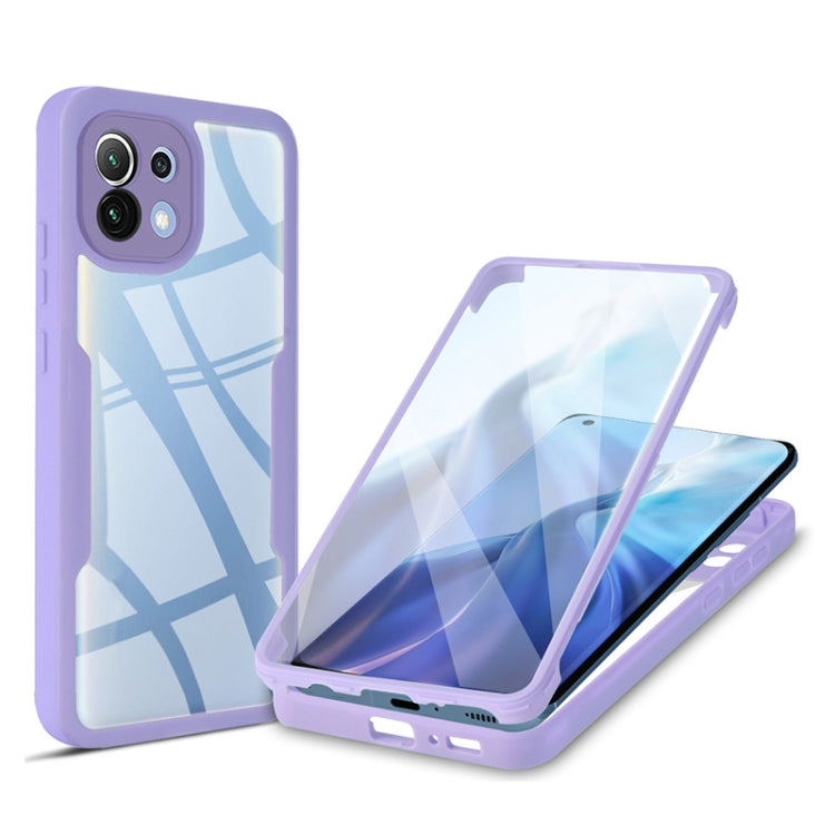 Purple acrylic and TPU phone case with 360° coverage and clear screen protector