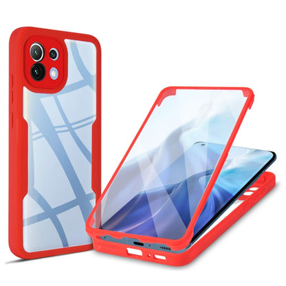 Red acrylic and TPU phone case with 360° coverage and clear screen protector