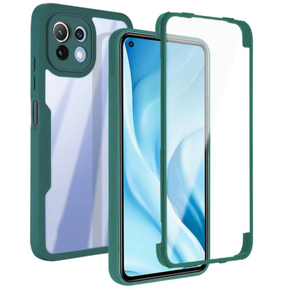 Green acrylic and TPU phone case with 360° coverage and clear screen protector
