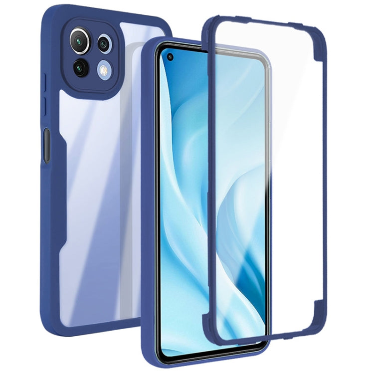 Blue acrylic and TPU phone case with 360° coverage and clear screen protector