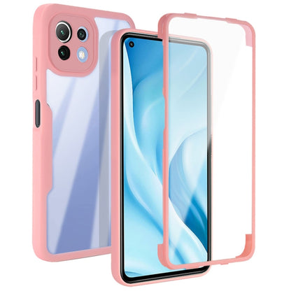 Pink acrylic and TPU phone case with 360° coverage and clear screen protector