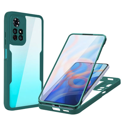 Shockproof phone case with screen protector, green gradient design, full coverage