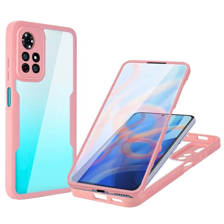 Shockproof phone case with screen protector, pink gradient design, full coverage