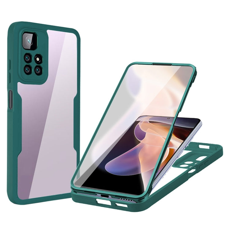 Shockproof phone case with screen protector, dark green gradient design, full coverage