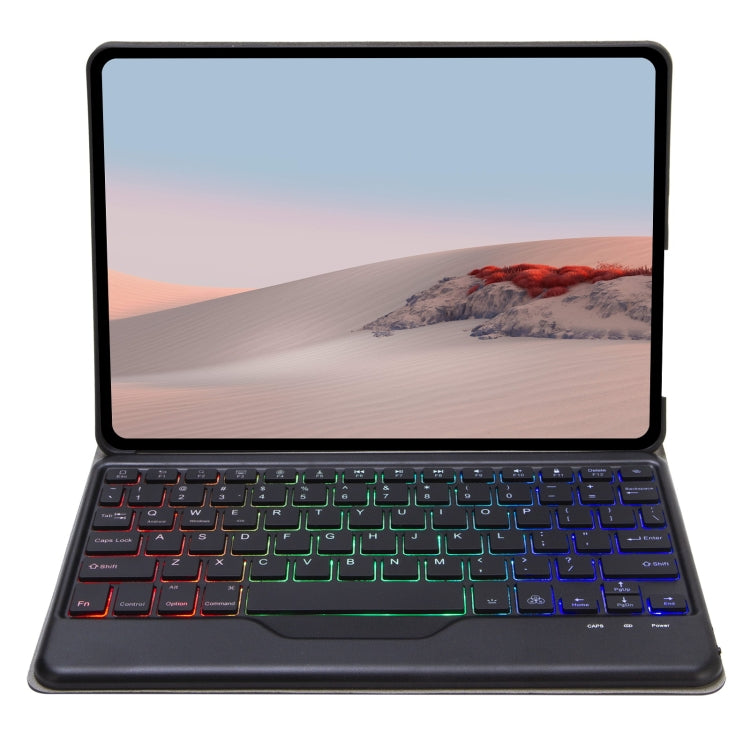 Foldable Bluetooth keyboard folio case with backlit keys and landscape tablet screen