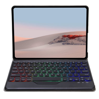 Foldable Bluetooth keyboard folio case with backlit keys and landscape tablet screen