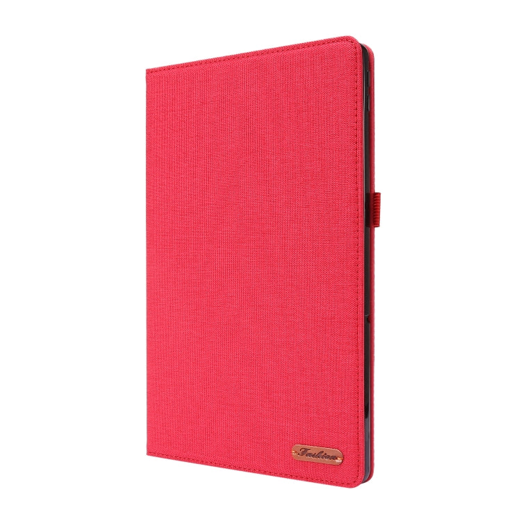 Red fabric PU tablet case for Nokia T20, front cover with magnetic closure