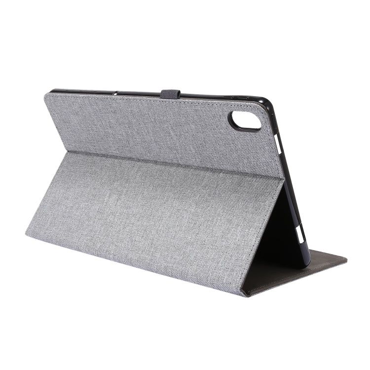 Grey fabric PU tablet case for Nokia T20, open stand with hand strap hole