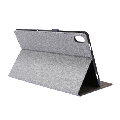 Grey fabric PU tablet case for Nokia T20, open stand with hand strap hole