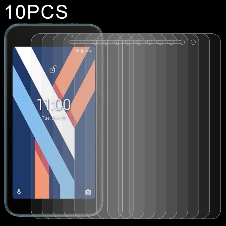 10-pack clear 2.5D tempered glass screen protectors shown over smartphone display