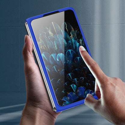 Blue PC phone case with transparent back for OPPO Find N, raised edges