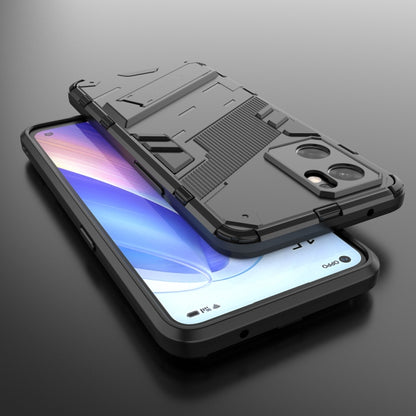 Rugged shockproof phone case with invisible holder, black, textured back and camera cutouts