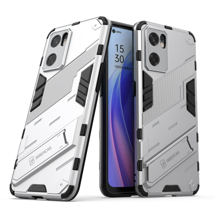 Punk armor phone case with TPU shockproof design, white and black with camera cutouts.