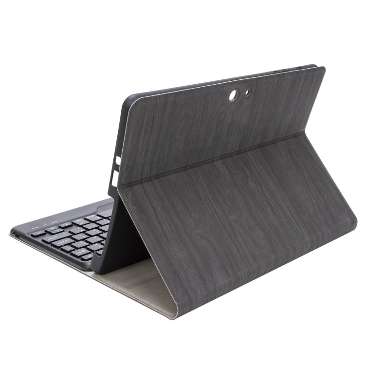 Tree-texture leather folio case with kickstand and partially open keyboard