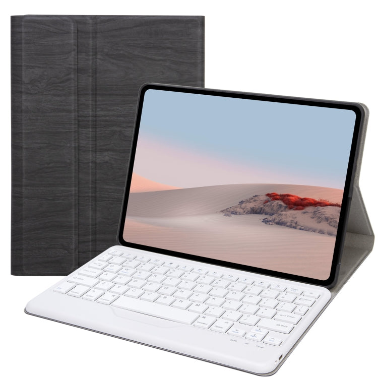 Tree-texture leather case with white Bluetooth keyboard and tablet display