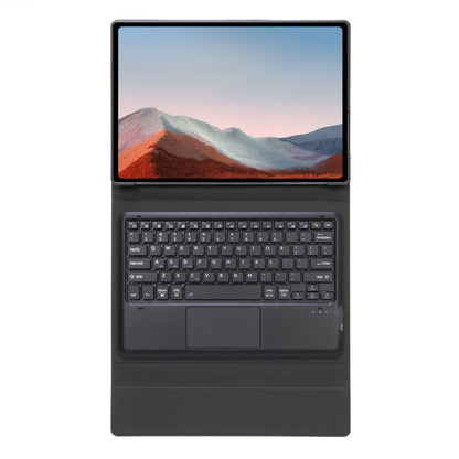 Compact keyboard folio case with screen visible and dark textured cover