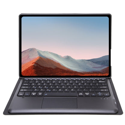 Laptop-style keyboard folio case with screen and keyboard deck in dark gray