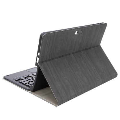 Dark gray wood-texture leather stand case for tablet and keyboard