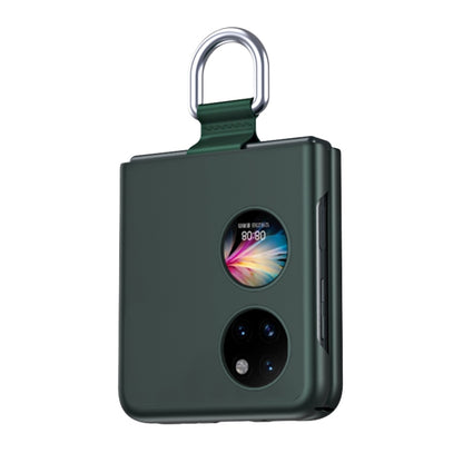Huawei P50 Pocket phone case in green with ribbon lanyard strap and dual camera cutouts