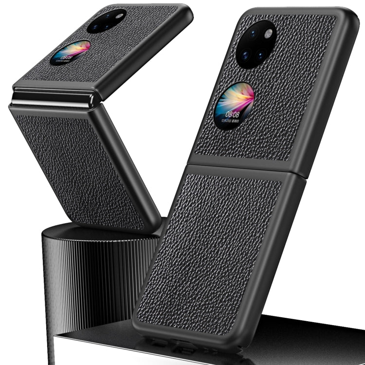 Litchi-texture shockproof case in black with hinged kickstand cover shown open.