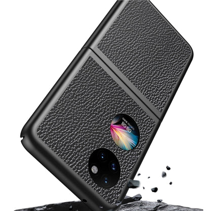 Black litchi-texture shockproof case with camera cutout and corner drop protection.