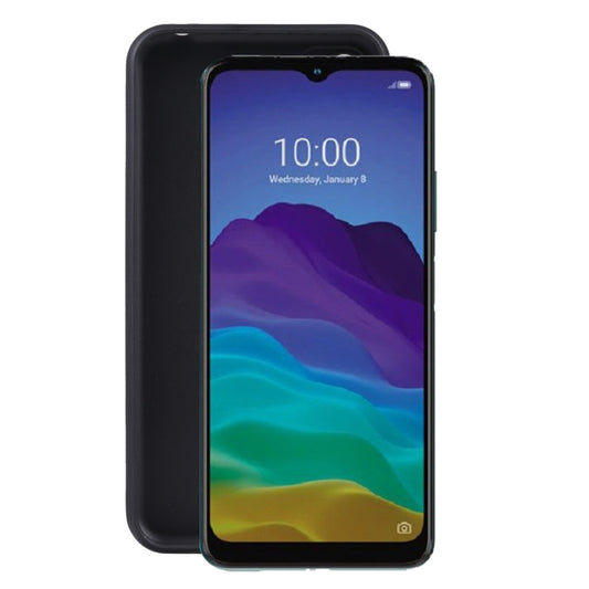 Black TPU phone case for ZTE Blade A71, front view on smartphone