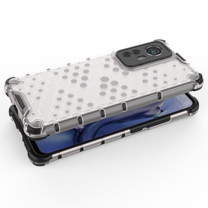 White hex honeycomb shockproof phone case with thick corners and screen protection