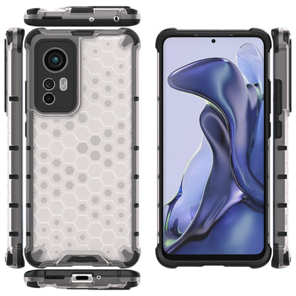 Clear hex honeycomb shockproof phone case with raised bezels and side buttons