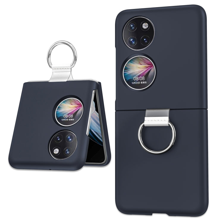 Navy phone case with circular ring holder and camera cutouts