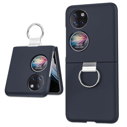 Navy phone case with circular ring holder and camera cutouts