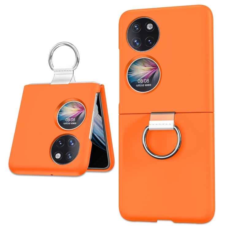 Orange phone case with circular ring holder and camera cutouts