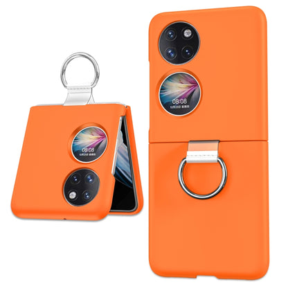 Orange phone case with circular ring holder and camera cutouts