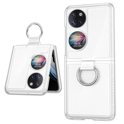 Clear phone case with circular ring holder and raised camera cutouts