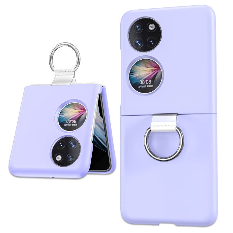 Light purple phone case with circular ring holder and camera cutouts