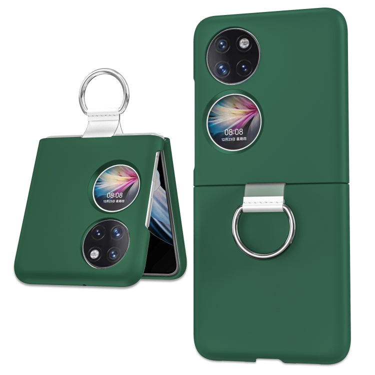 Dark green phone case with circular ring holder and camera cutouts