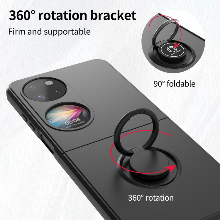 Black smartphone ring holder case with 360° rotating ring bracket on the back