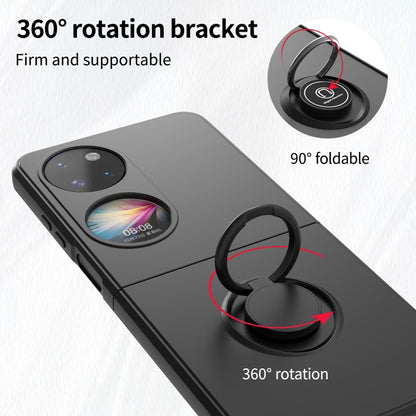 Black smartphone ring holder case with 360° rotating ring bracket on the back