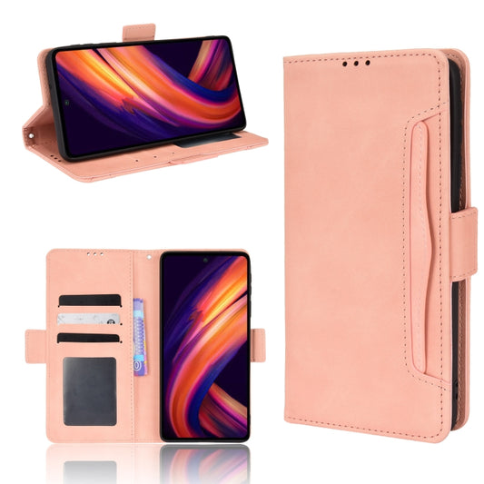 Pink calf leather phone wallet case with folio cover, card slots, and kickstand