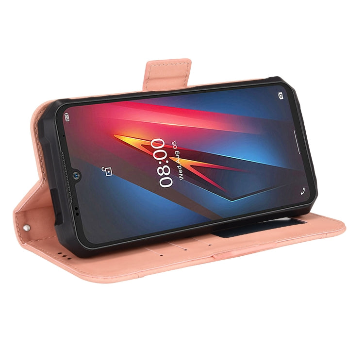 Pink flip leather phone case with stand view and camera cutout