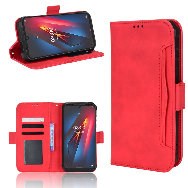 Red flip leather wallet phone case with card slots and camera cutout