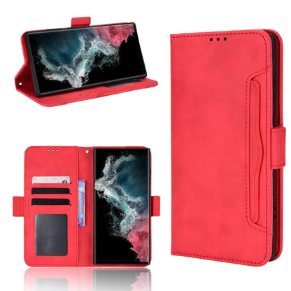 Red leather-look wallet phone case with flip cover, card slots, and side magnetic strap.