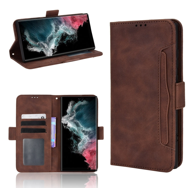 Brown leather-look flip phone case with card holder pocket and stand cover.