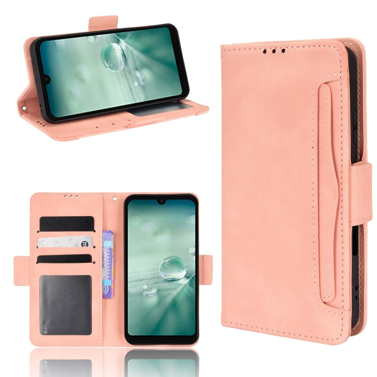 Light pink leather-look wallet phone case with flip cover and inner card slots.