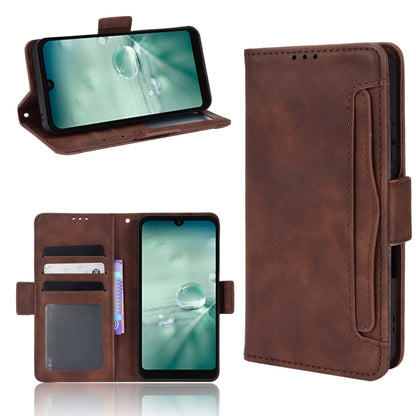 Brown leather-pattern phone wallet case with flip cover and inner card slots