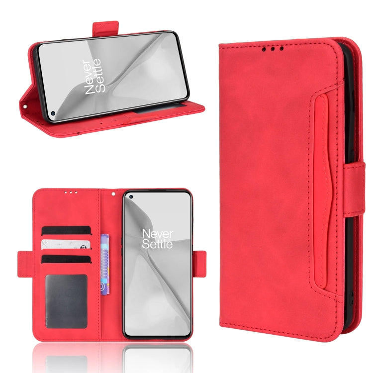 Red leather-pattern phone wallet case with flip cover and inner card slots