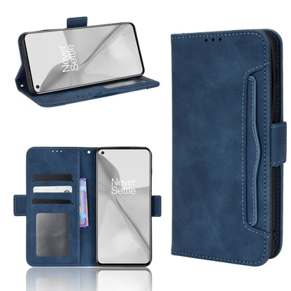Blue leather-pattern phone wallet case with flip cover and inner card slots